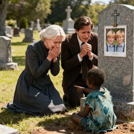 Ein obdachloses Mädchen war gelähmt, als sie ein Paar knien sah, das vor dem Grab seiner Zwillingskinder zu Tränen gerissen war… Mit klopfendem Herzen näherte sich das Mädchen und rief: “LADY! DIESE ZWILLINGE SIND NICHT TOT… SIE SIND IN EINEM WAISENHAUS!”