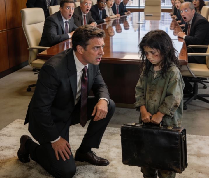 Ein Milliardär stand kurz davor, alles zu verlieren – bis ein mittelloses kleines Mädchen hereinkam und seine verlorene Aktentasche in den Händen hielt