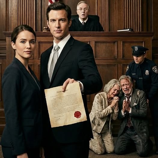 Meine reiche Schwester betrat den Gerichtssaal, als gehöre er ihr bereits. Ihr Anwalt schob den Antrag vor: „Das gesamte Erbe. Mit sofortiger Wirkung.“ Meine Eltern nickten, als hätten sie es einstudiert. Der Richter sah mich an: „Haben Sie Einwände?“ Ich sagte nur: „Ich möchte warten, bis die letzte Person eingetroffen ist.“ Die Tür öffnete sich. Ein Mann in einem schwarzen Anzug trat herein, hielt einen Umschlag hoch und rief meinen Namen. Der Richter blinzelte, griff nach seiner Brille und flüsterte: „Das kann nicht sein…“