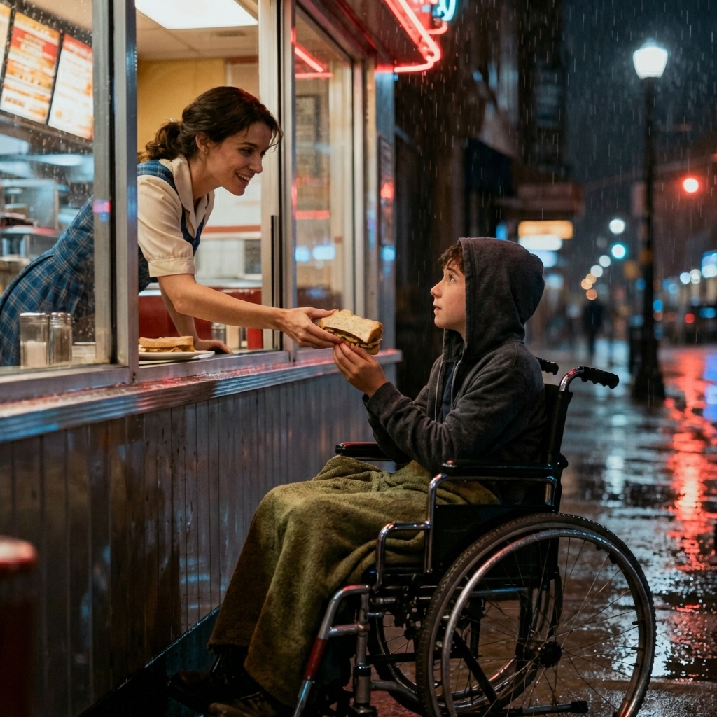 DER VERSTECKTE MILLIARDÄR! EIN VERZWEIFELTER VATER STELLT DIE EINZIGE KELLNERIN AUF DIE PROBE, DIE IHREN BEHINDERTEN SOHN IM SINTFLUTARTIGEN REGEN DER STADT NICHT IGNORIERTE, UND DIE BELOHNUNG, DIE SIE ERHIELT, VERÄNDERTE IHR SCHICKSAL UND DAS IHRER GESAMTEN FAMILIE FÜR IMMER UND BEWIES, DASS WUNDER EXISTIEREN