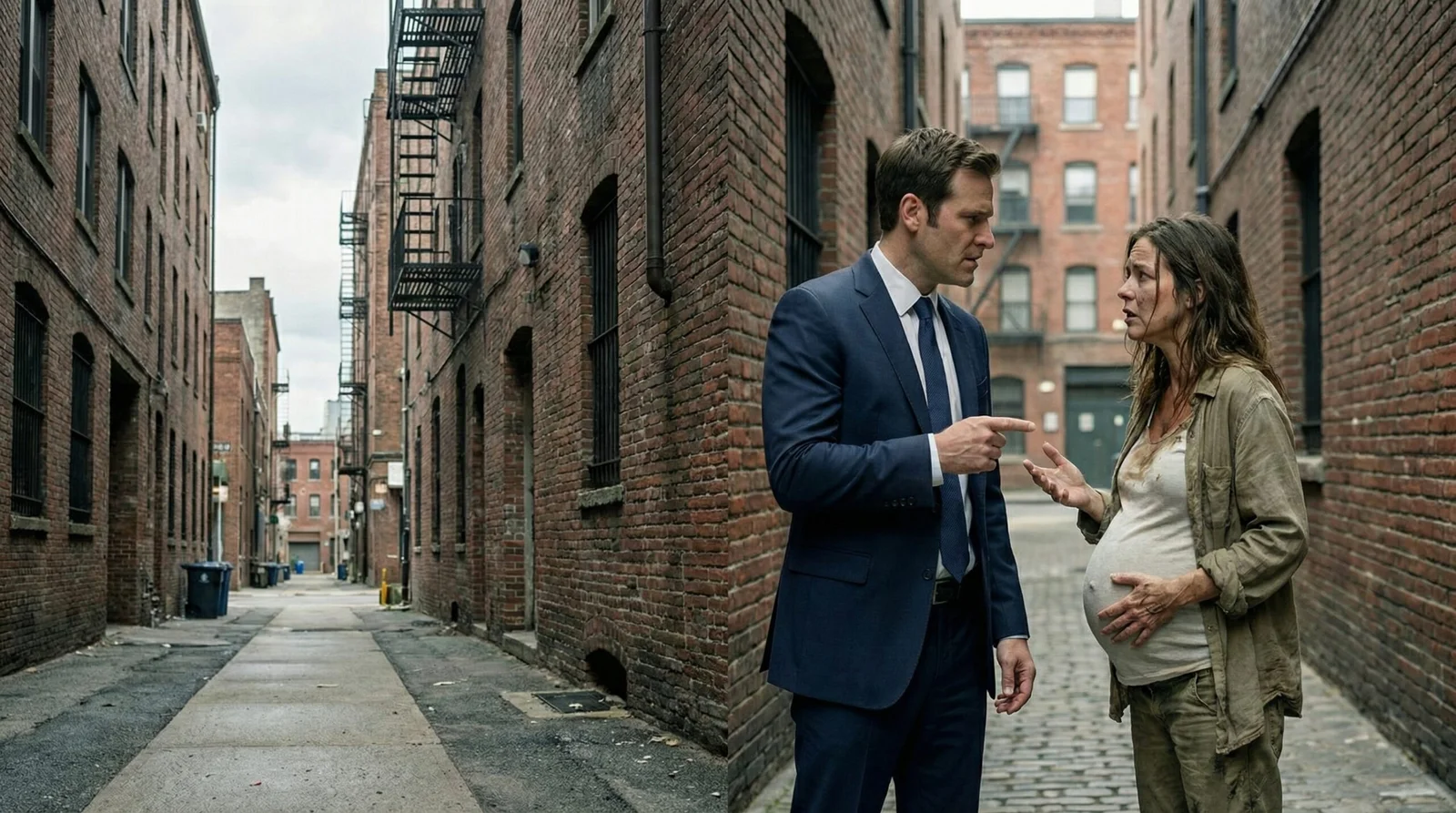 „Entschuldigen Sie … sind Sie Mariana Braudy?“ Ich schreckte hoch. Ich hatte auf feuchtem Karton geschlafen und meinen im siebten Monat schwangeren Bauch umklammert, um mein Baby vor der Kälte zu schützen. Als ich aufblickte, sah ich einen jungen Mann, tadellos gekleidet, in einem Anzug, der mehr kostete als mein ganzes Leben. Hinter ihm stand ein schwarzer SUV mit laufendem Motor