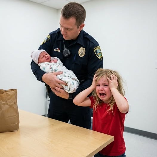 Ein kleines Mädchen betrat eine Polizeistation mit einer Papiertüte in der Hand und flüsterte: „Bitte helfen Sie mir… Mein kleiner Bruder bewegt sich nicht mehr.“ – Was die Beamten über ihre Familie herausfanden, ließ alle verstummen.