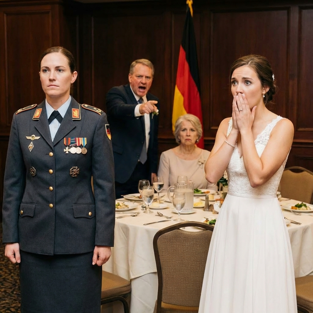 Mein Vater verhöhnte mich vor allen Anwesenden – bis seine neue Tochter erkannte, dass ich ihre Generalin war, und es im Raum still wurde.