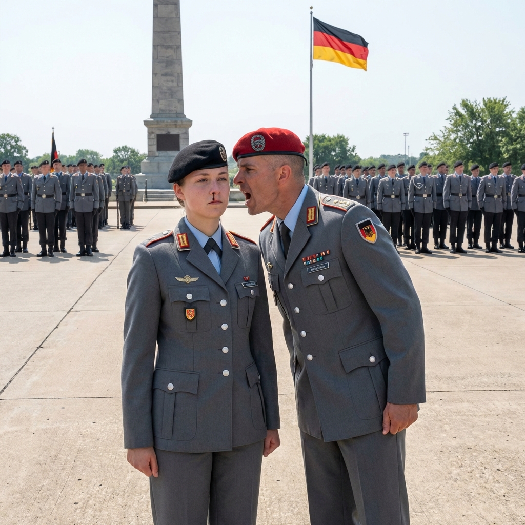 „Schwache kleine Schlampe“, höhnte der Hauptmann – dann schlug er ihr während der Inspektion ins Gesicht und bemerkte ihre Medaille.