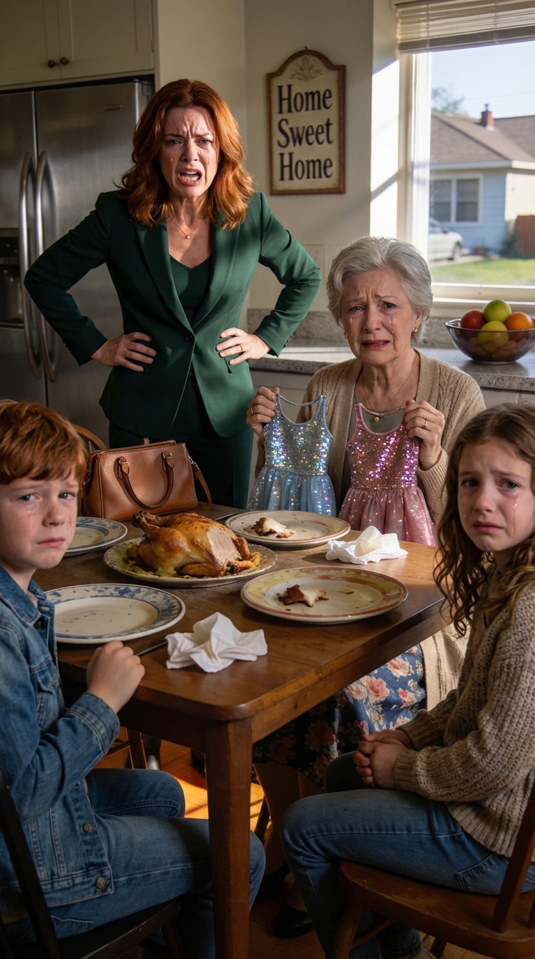 Familjemiddagen började som vanligt tills min mamma gav min systers barn presentpåsar och sa att hon köpt matchande kläder till hennes födelsedagsfest. Min 12-åring frågade tyst hur det var med henne, och min mamma log och sa att hon inte var inbjuden eftersom det “bara var en liten familjegrej”. Jag reste mig upp, sa till mitt barn att hämta hennes saker, och vi gick – sedan skickade jag min mamma en födelsedagspresent, och när hon öppnade den på festen blev det knäpptyst i rummet. – Royals