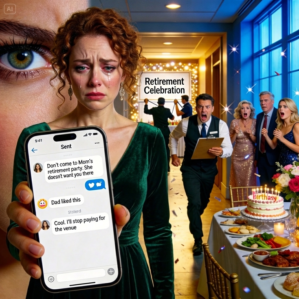 Min syster skickade ett meddelande till mig där det stod: ”Kom inte till mammas pensionsfest. Hon vill inte att du ska vara där”, och pappa gillade meddelandet. Jag svarade bara: ”Coolt. Jag slutar betala för lokalen.” Och sedan…