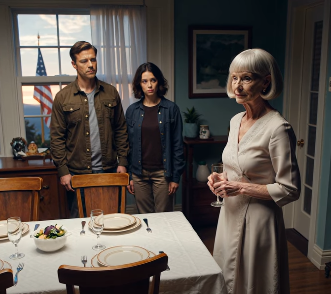 På en familjemiddag hemma hörde jag min svärdotter säga till min son: ”Se till att det är hennes glas – hon kommer att vara ute före efterrätten.” Jag orsakade ingen scen. Jag bytte glas, och nästa morgon ledde min bankapp till ett samtal som vände upp och ner på allt.