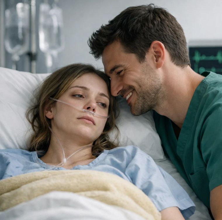 När läkarna informerade honom om att hans fru troligen bara hade tre dagar kvar, böjde han sig över hennes sjukhussäng och, maskerande sin tillfredsställelse med ett kallt leende, viskade: – Nyheter