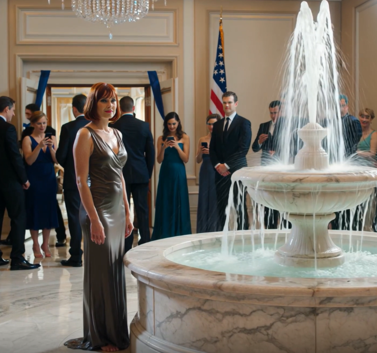 Min familj skrattade när jag gick ensam in på min systers bröllop. “Hon kunde inte ens hitta en utmaning”, skrek min pappa innan han knuffade ner mig i fontänen. Gästerna applåderade. Jag log genom vattnet och sa “kom ihåg det här ögonblicket”. 20 minuter senare anlände min hemliga miljardärmake, och alla blev bleka. – Nyheter