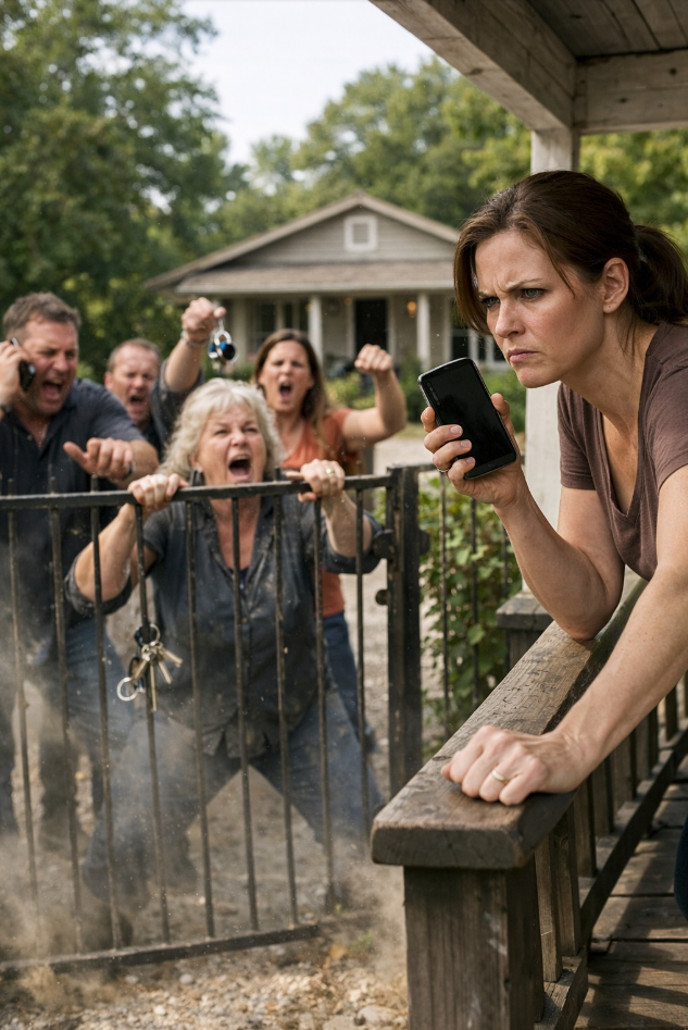 ”Son, varför är grindarna låsta?” fick min svärmor panik när hon stod med sina släktingar utanför min stuga. En minut senare ringde min man mig i ett vansinnigt tillstånd: ”Älskling, vi kom för att fira min mammas födelsedag, men vi kan inte komma in – nycklarna öppnar inte grinden! Var är du?” sa jag lugnt, ”Sätt mig på högtalare… Låt alla höra det här.”