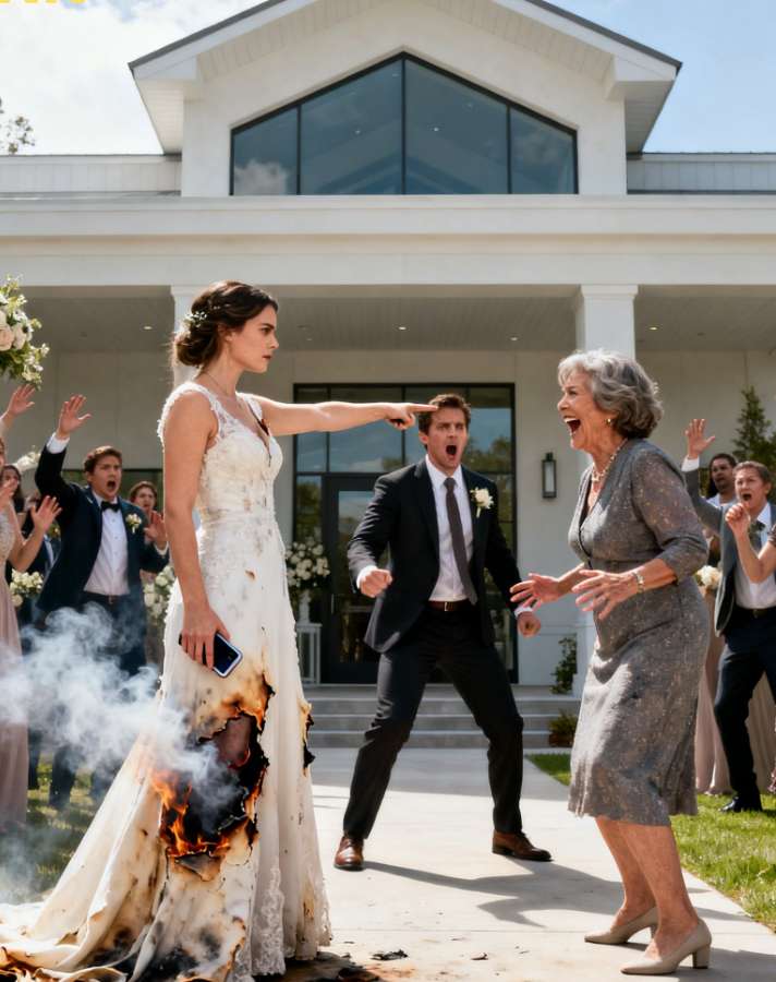 Min svärmor satte eld på min brudklänning framför mig precis före ceremonin. Hon skrattade medan tyget brann och sa: ”NU KAN DU INTE GIFTA DIG MED MIN SON!”. Jag sa lugnt: ”Du har ingen aning om vad du just gjort”, och hon fick panik när jag… – Nyheter