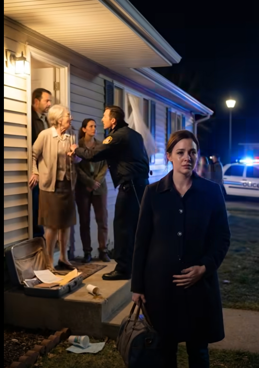 “Seven months pregnant, I was kicked out for ‘living off the family’—until the neighbors heard the screaming and called the police. Even then, my mother-in-law hissed, ‘She’s staging all of this!’ But one question from the police officer drained the color from her face…”