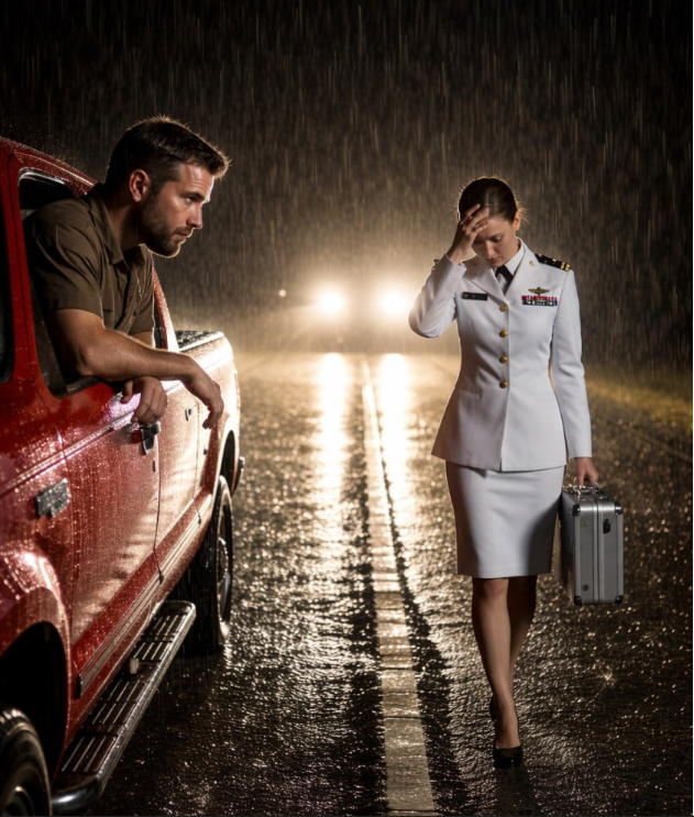 ”En ensamstående pappa som städade hjälpte en amiral i regnet – sedan knackade det som förändrade hennes liv”