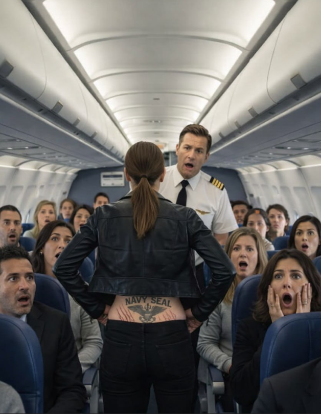 Hon blev borttvingad från första klass – tills piloten såg SEAL-tatueringen på hennes rygg… och stelnade