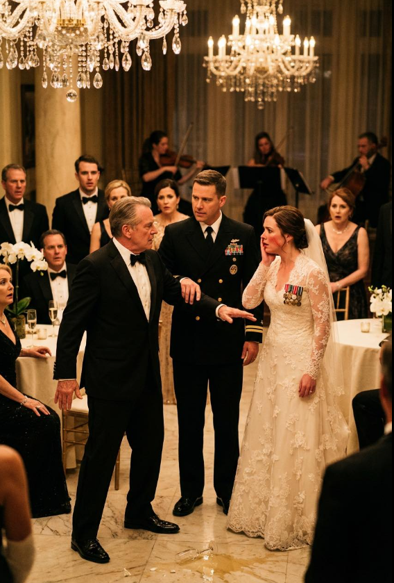 ”Ta bort medaljerna”, krävde min miljardärpappa på mitt bröllop – men innan jag hann svara ingrep min fästman, en dekorerad fyrstjärnig SEAL, och stoppade honom, vilket förvandlade firandet till en oförglömlig uppgörelse som ingen förutspådde.