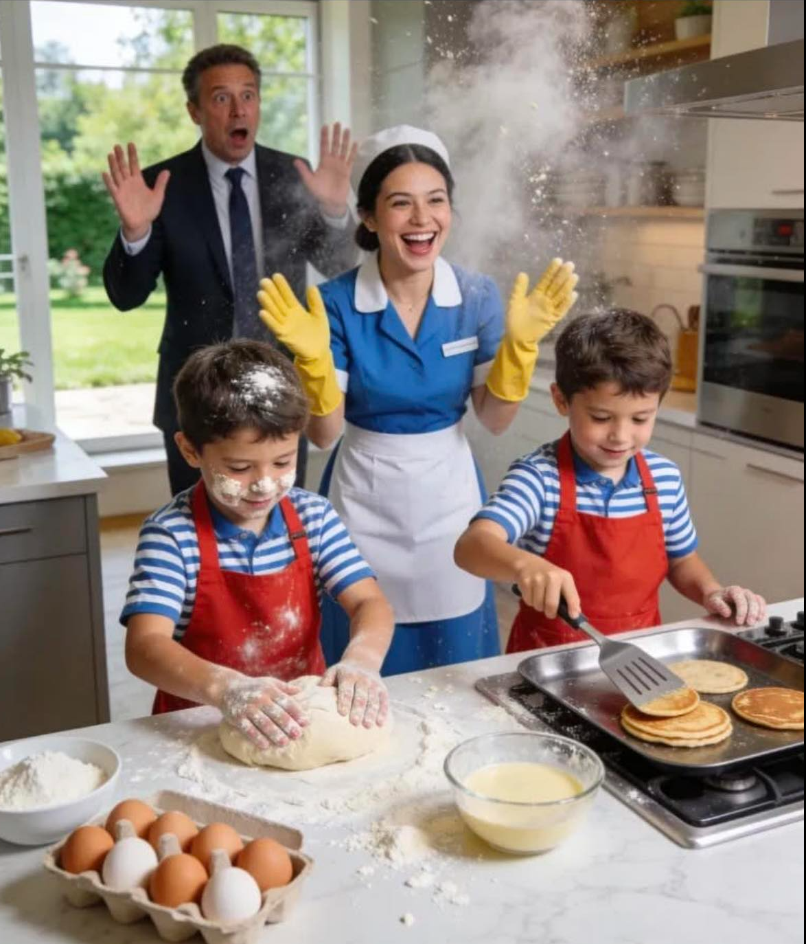 En miljonär kom hem timmar tidigare än väntat — och frös när han såg vad hushållerskan gjorde med sina barn…