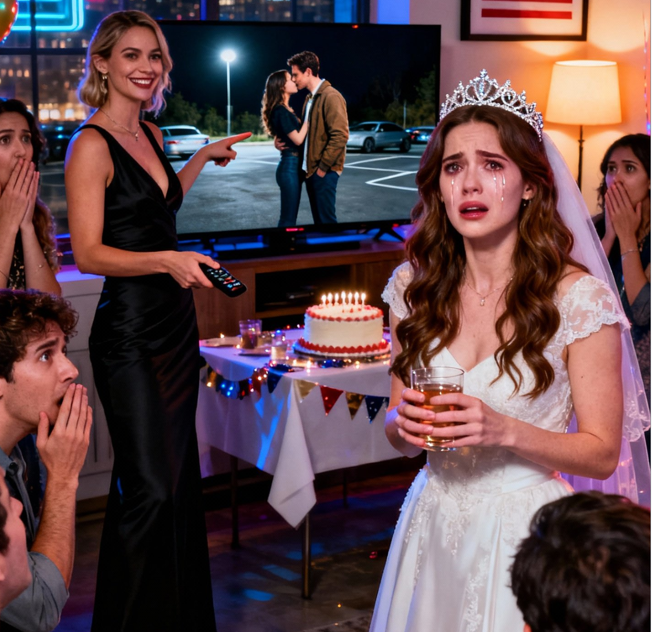 Jag skulle egentligen fira min möhippa. Min syster stoppade musiken och satte på en video på tv:n. Hon pekade på skärmen och sa till alla: ”Titta vem er underbara fästman var med igår kväll.” Det var han… som kysste henne. Min egen syster. Mitt blod rann kallt.