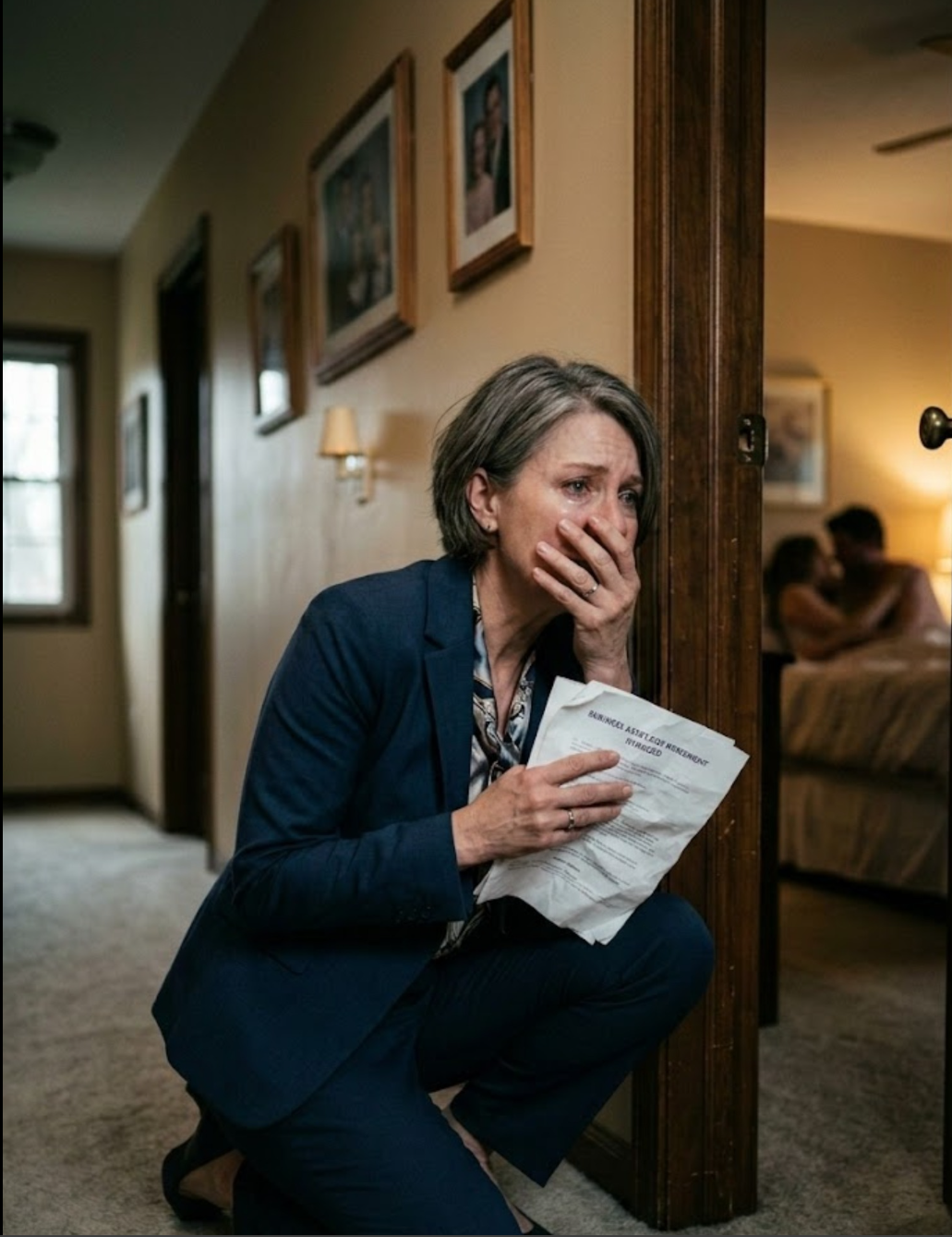 EFTER 32 ÅR AV GROV UPPOFFRING SÅLDE JAG JUST MITT FÖRETAG FÖR 18 MILJONER DOLLAR OCH SKUDDADE HEM TIDIGT FÖR ATT ÖVERRASKA MIN MAN GENOM 38 ÅR MED DE LIVSFÖRÄNDRANDE NYHETERNA. JAG HÅLL KLAMMADE FÖRSÄLJNINGSDOKUMENTEN I MINA DARVANDE HÄNDER OCH DRÖMDE OM VÅR FÖRTIDA PENSIONERING MEDAN JAG TYST LÅSDE UPP YTTERDÖRREN. HAN JOBBADE ALLTID HEMIFRÅN PÅ TORSDAGAR, SÅ JAG FÖRVÄNTADE MIG ATT HITTA HONOM PÅ SITT KONTOR. ISTÄLLET VAR HUSET DÖDSTYST – TILLS JAG HÖRDE DET. FRÅN VÅRT SOVRUM PÅ ÖVERVÅNINGEN. ETT LÄTT, MUSIKALISKT, OMISSKÄNNANDE UNG KVINNAS SKRATT, FÖLT AV MIN MANS LÅGA, INTIMA RÖST. Min mage sjönk ihop när den där okända silverfärgade Hondan som parkerades utanför plötsligt fick en äcklig känsla. Jag smög uppför trappan, varje steg kändes som ett helt liv, och kikade genom springan i vår sovrumsdörr. Och det jag såg hända i exakt den säng vi köpte tillsammans fick mig att inse att mitt 38-åriga äktenskap var en fullständig lögn … Men istället för att gråta eller konfrontera honom, stärkte jag mitt grepp om min hemlighet på 18 miljoner dollar och bestämde mig för att göra något mycket mer hänsynslöst …