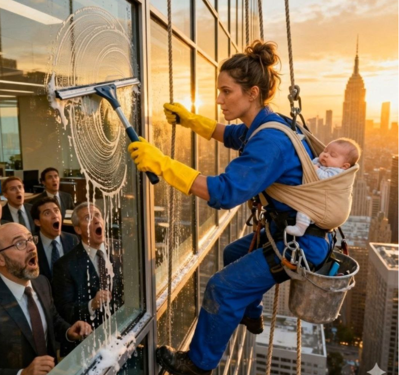 MILJONÄR TRÖTTNAR PÅ RIKA KVINNOR… OCH FINNER KÄRLEK MED EN ENSAM MAMMA SOM PUTSAR FÖNSTER