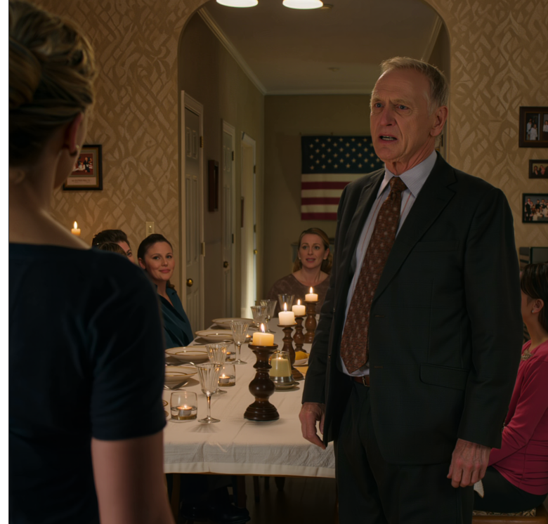 At Thanksgiving dinner at Grandma’s house, my dad stood up in front of 31 people, raised his whiskey, and snarled, “I’m done pretending. She’s not my daughter.” The whole room froze. My stepmother already had tissues in her hand. I just smiled, slowly walked to the hallway coat closet, pulled out a dusty shoebox, and said, “If everyone wants the truth tonight, then look closely.” – News