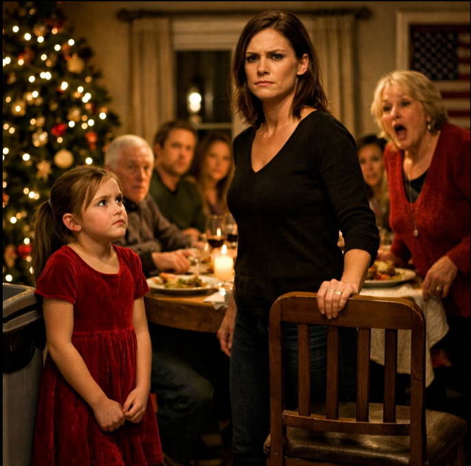 Vid julmiddagen satt min 9-åriga dotter ensam bredvid papperskorgen på en hopfällbar stol. Alla betedde sig som om det var normalt. Så hon reste sig upp, gick fram till mig och sa: “Kan du göra det du sa att du skulle göra om det kändes dåligt igen?” Så det gjorde jag. Fem minuter senare började mamma skrika…