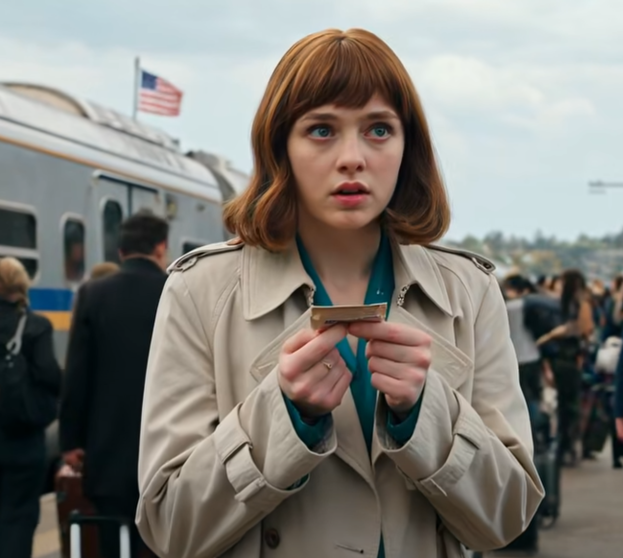 På tåget till vår bröllopsdagsresa stirrade en främling på min man i åtta timmar i sträck … och när hon äntligen rörde på sig stoppade hon en skrynklig lapp i min hand som förvandlade vårt perfekta äktenskap till en brottsplats i mitt huvud.