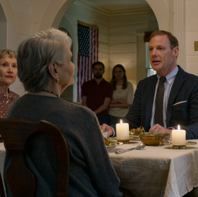 Jag hörde deras telefonsamtal… och bestämde mig för att ta itu med huset innan de hann säga ett ord till. Jag avbröt dem inte. Jag gav inte ifrån mig ett ljud så att de skulle veta att jag lyssnade. Jag bara stod där i mitt kök, med ena handen vilande på den kalla köksbänken, luren tryckt mot örat, och lyssnade på min äldste son som sänkte rösten som han alltid gör när han tror att något inte är menat att hans mamma ska höra. I det här huset har vi fortfarande två fasta telefoner, en i köket och en i hallen på övervåningen. Det är en gammal vana från åren då pojkarna fortfarande gick i skolan, från den tiden då telefonräkningen satt under en magnet på kylskåpet, från den tiden då hela familjen fortfarande samlades runt bordet utan att någon tittade på klockan. Det är ett vitt hus med svarta fönsterluckor på Birchwood Lane, huset där jag har bott i mer än trettio år, det med lönnträdet framför som ändrar färg till eld innan det tappar varenda löv över det våta gräset. Jag vet vilken trappa knarrar. Jag vet exakt hur mycket jag ska vrida kranen på övervåningen innan vattnet blir varmt. Jag vet att skavanken nära köksgolvet kom från att min äldste son sköt sin cykel genom dörren när han var nio. Vissa platser är inte bara där du bor. Det är där hela ditt liv lades ner. Och ändå, genom den där gamla telefonlinjen, hörde jag min egen son prata om det här huset som om det inte vore något annat än en tillgång som väntade på att någon annan skulle bestämma dess framtid. Han pratade om att “tajma marknaden”, om hur “mamma inte behöver allt det där utrymmet”, om att ha ett samtal före Thanksgiving så att de kunde “så fröet försiktigt”. Min yngre son tvekade en sekund i andra änden och gick sedan med på det. Jag grät inte. Det jag kände var inte en utbrott av smärta. Det var något kallare, renare, som en dörr som stängdes mjukt någonstans djupt inom mig. Det konstigaste var att redan nästa söndag kväll dukade jag fortfarande bordet som jag alltid gör. Jag tog fortfarande fram det fina porslinet. Jag fyllde fortfarande på glas, frågade om barnbarnen, log när tillfället bad om det. Jag har tillbringat så många år med att spela kvinnan som ser till att allt ser bra ut att ingen har märkt att ett beslut som fattas i tystnad kan vara mer slutgiltigt än en skrikmatch. På måndagsmorgonen ringde jag min advokat. Inte för att klaga. Inte för att hota någon. Det var helt enkelt första gången på väldigt länge som jag ville göra något helt för mig själv, innan någon kunde sitta mittemot mig och tala med den där försiktiga rösten som folk använder när de säger: “Vi vill bara det bästa för dig.” Under veckorna som följde fortsatte jag att leva precis som jag alltid hade gjort. Jag krattade lönnlöven. Jag gick till biblioteket. Jag gjorde soppa. Jag vek kläder, öppnade lådor och drog ut lådor som jag inte hade rört på flera år. Men jag började se på huset annorlunda. Inte som kvinnan som vaktar minnet, utan som kvinnan som bestämmer vad hon skulle ta med sig, vad hon skulle lämna kvar,och vad som inte längre skulle tillhöra någon annans bedömning än hennes egen. Sedan kom Thanksgiving. Alla kom. Maten var varm, kökslampan var varm, fotbollsmatchen surrade från vardagsrummet, och allt såg så normalt ut att en främling kanske skulle ha trott att ingenting hade förändrats alls. Och sedan efter middagen, precis som jag visste skulle hända, tittade en av mina söner på mig med det där inövade uttrycket och sa att det var något de ville diskutera om huset. Jag lät inte det samtalet utvecklas som de förväntade sig. Och i det ögonblicket vände familjemiddagen i en riktning som ingen i det rummet kunde få tillbaka på plats. (Detaljer listas i den första kommentaren.) – Nyheter