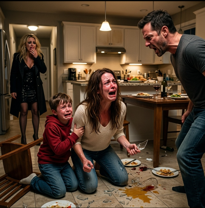 Min man lagade middag, men han rörde aldrig sin tallrik. Några tuggor senare föll min son och jag ner på golvet och låtsades att giftet hade verkat. Jag höll ögonen stängda medan min man lutade sig närmare och mumlade: “Snart är de ur vägen.” När han hade gått ut viskade jag till min son att han skulle stå stilla. Sedan bröt en kvinnas skratt tystnaden, och mitt blod svalnade.