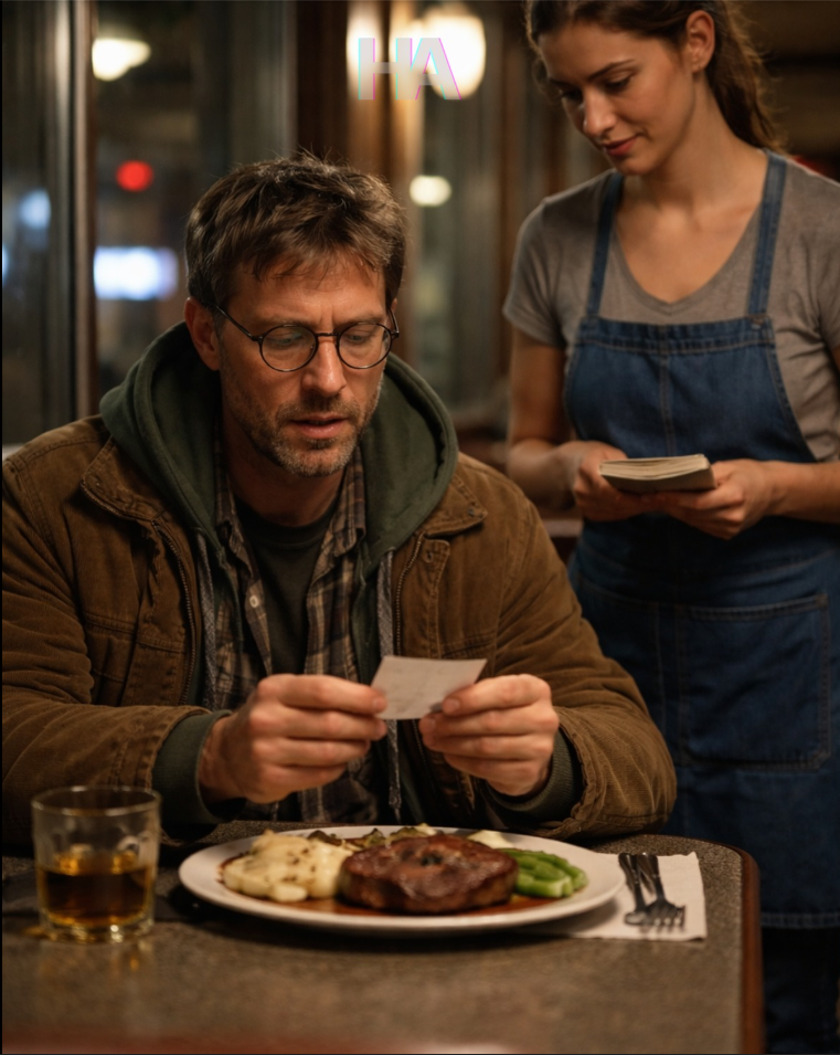 Han gick in på sin egen lyxiga steakhouse klädd som en pank främling och beställde den dyraste måltiden på menyn … Men lappen som den utmattade servitrisen lade bredvid sin tallrik avslöjade en hemlighet så mörk att den skakade en miljardär i hans kärna och förändrade båda deras liv för alltid.