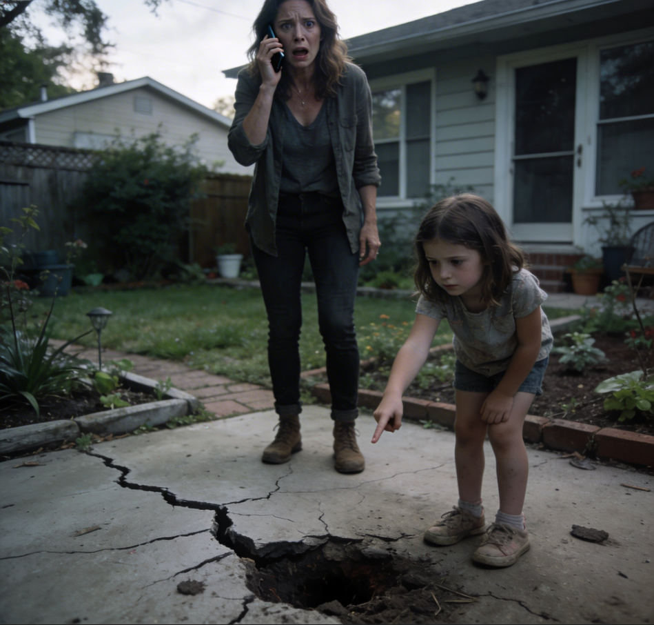 Min man försvann precis efter att vår länge efterlängtade dotter föddes. Sex år senare pekade min lilla psykiska flicka plötsligt på betongen i vår trädgård och sa: “Pappa vill att du hittar honom. Så snart som möjligt.” I samma sekund som orden lämnade hennes mun försvann all färg från mitt ansikte, och jag tog min telefon för att ringa polisen omedelbart. – Story
